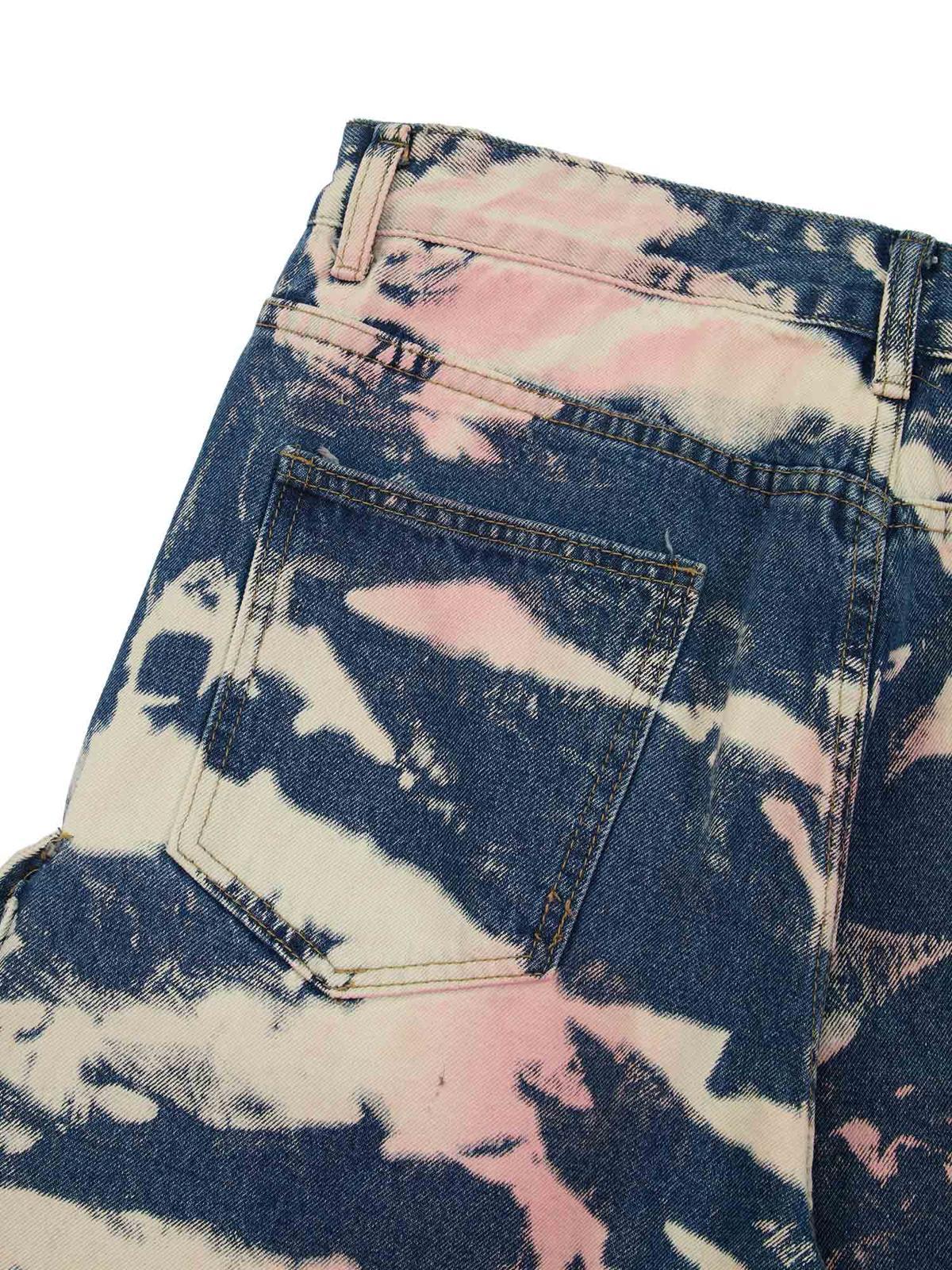 Tie-Dye Waste Style Camouflage Cargo Jeans