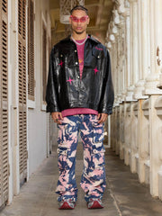 Tie-Dye Waste Style Camouflage Cargo Jeans