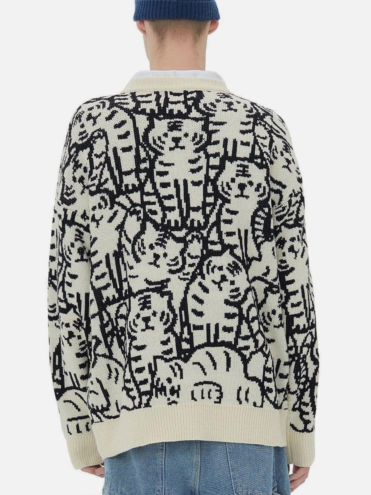 Tiger Pattern Knit Sweater