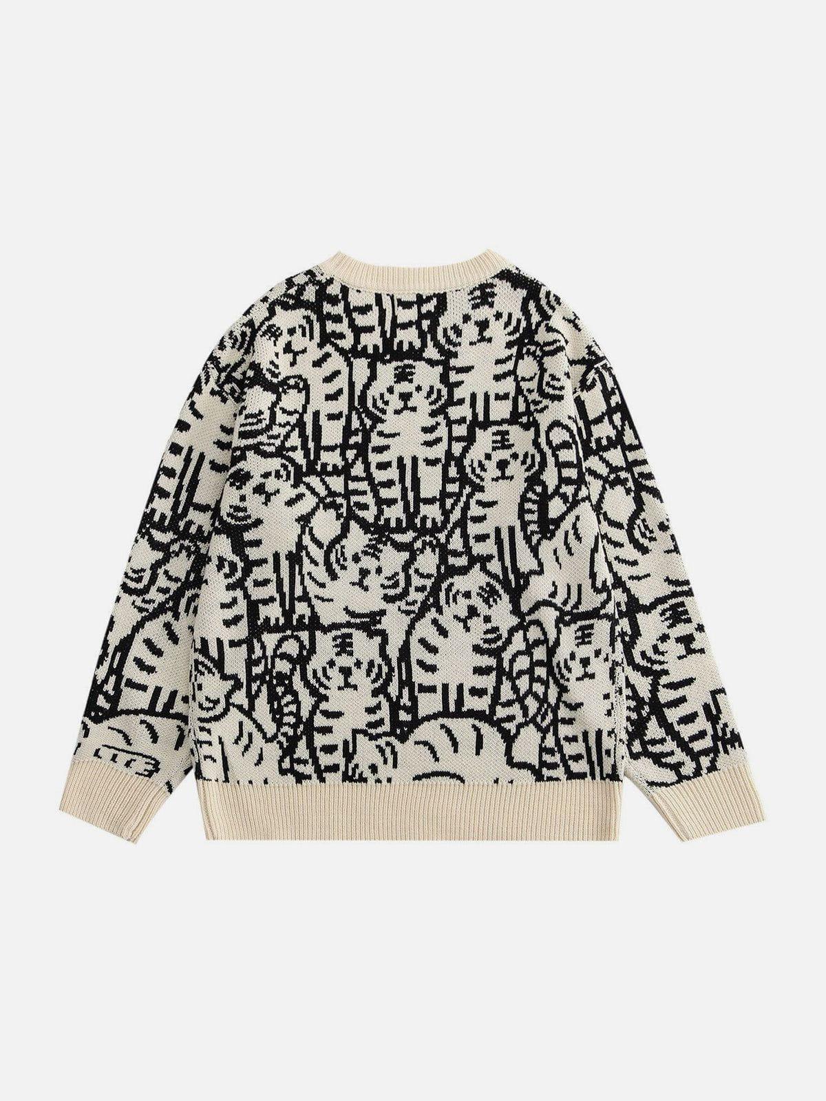 Tiger Pattern Knit Sweater