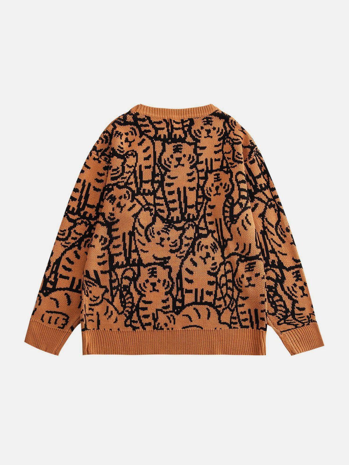 Tiger Pattern Knit Sweater