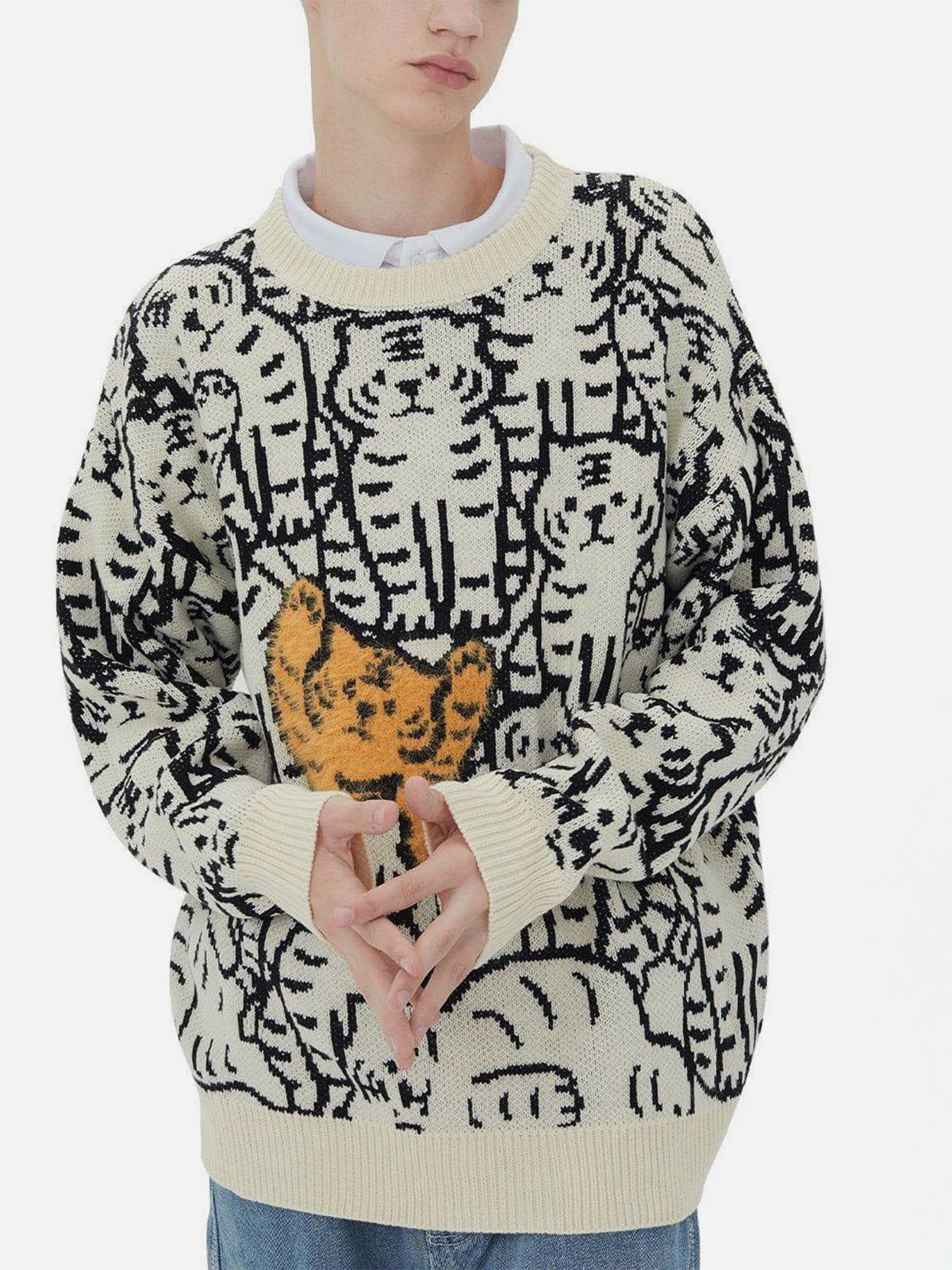 Tiger Pattern Knit Sweater