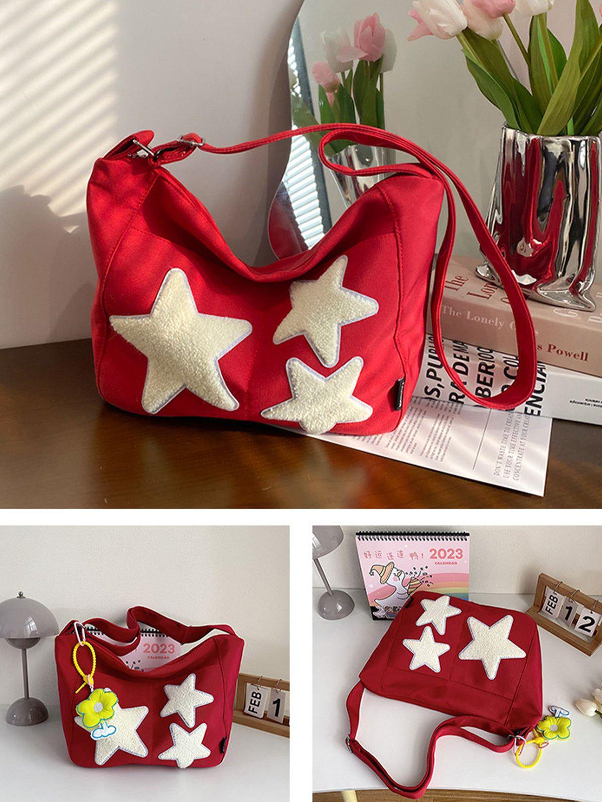 Towel Embroidery Star Shoulder Bag
