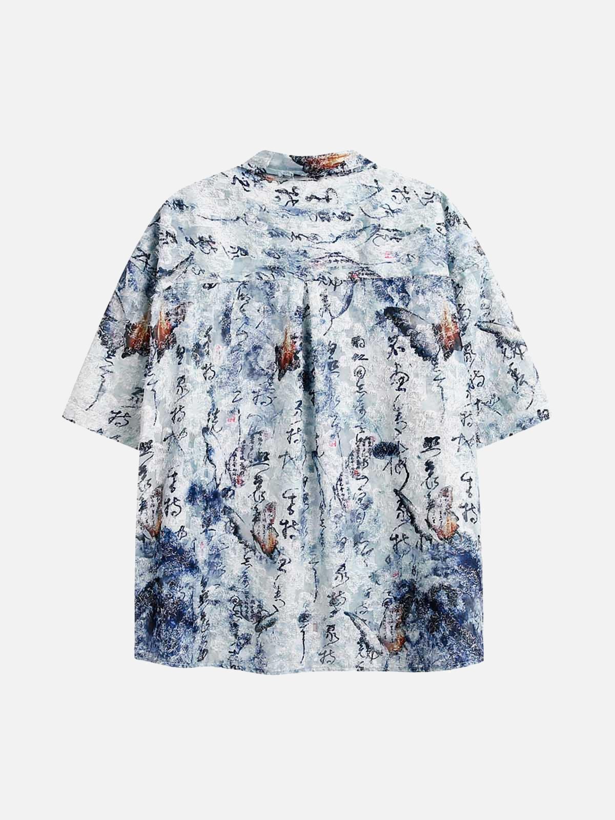 Traditional Calligraphy Print Short-Sleeve Shirt