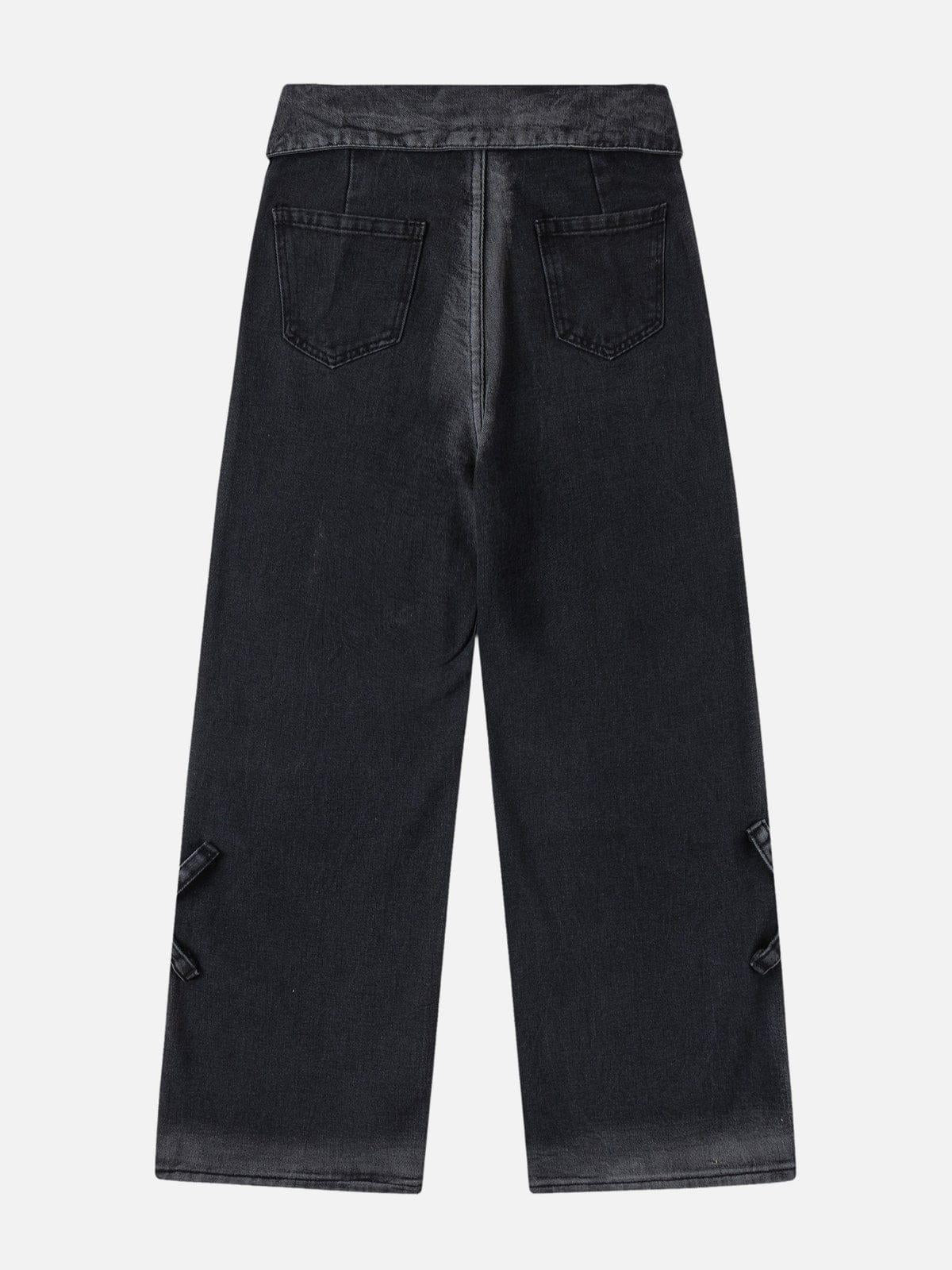 Turn-Over Waistband Wide-Leg Jeans