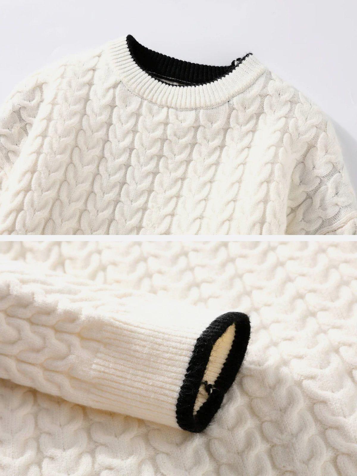 Twist Patchwork Knit Sweater