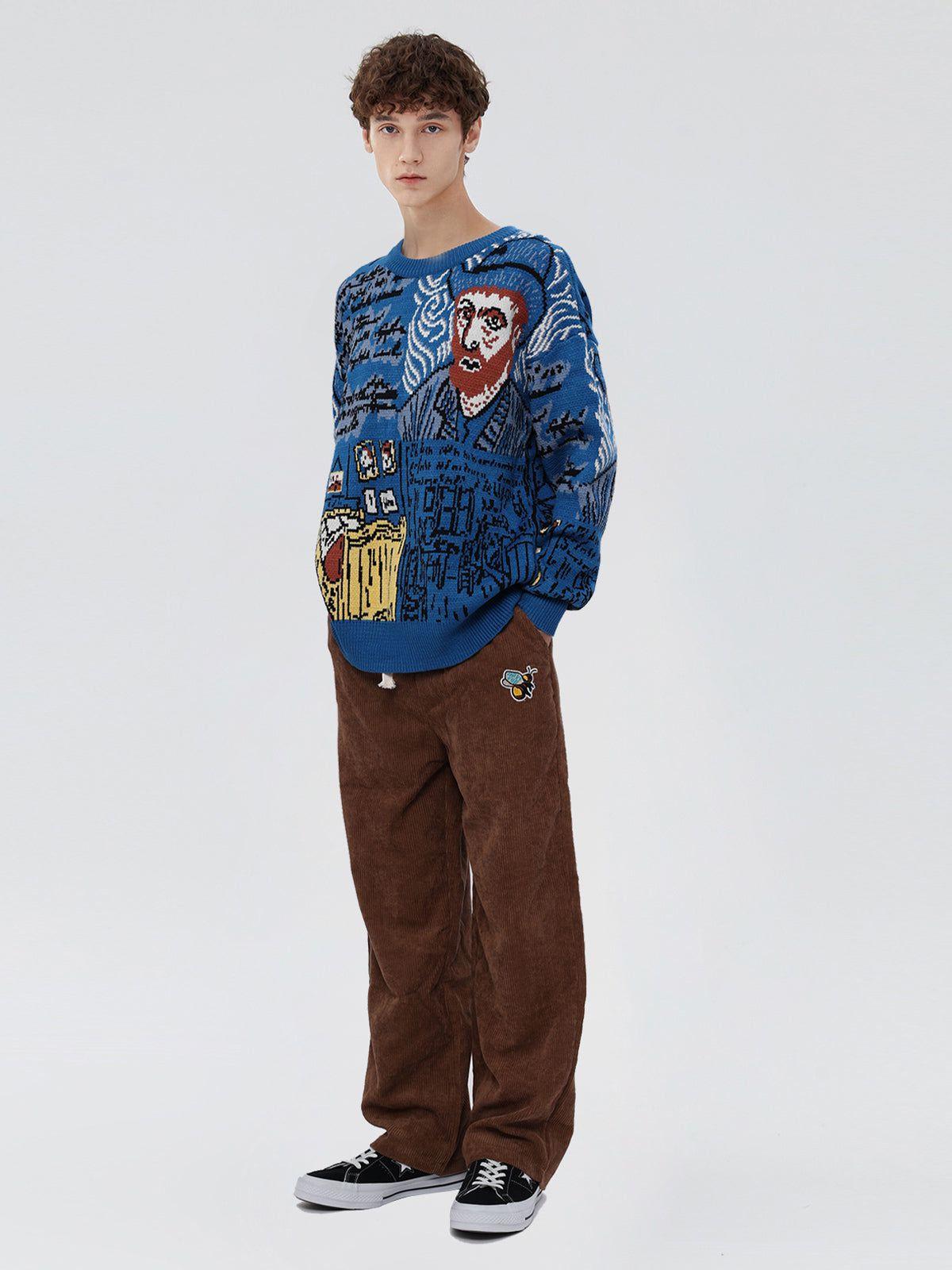 Van Gogh Oil Painting Knit Sweater