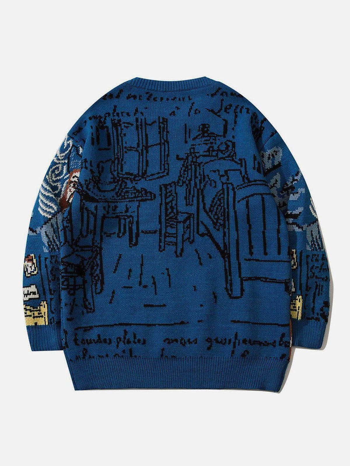 Van Gogh Oil Painting Knit Sweater