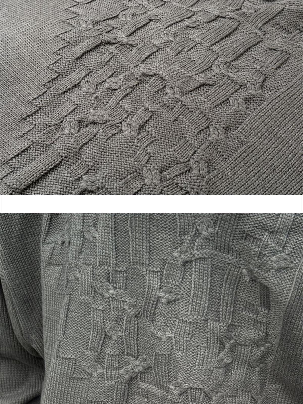 Vintage Asymmetric Woven Knit Hoodie