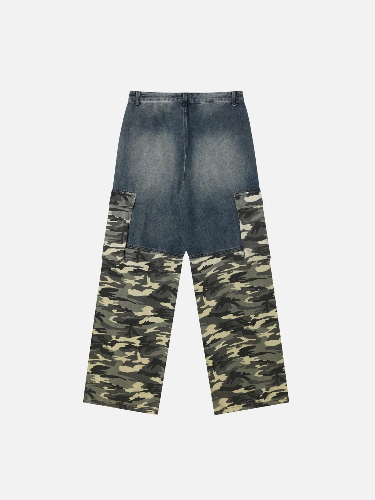 Vintage Camouflage Patchwork Cargo Jeans