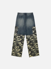 Vintage Camouflage Patchwork Cargo Jeans