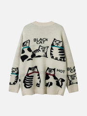 Vintage Cat Jacquard Knit Cardigan