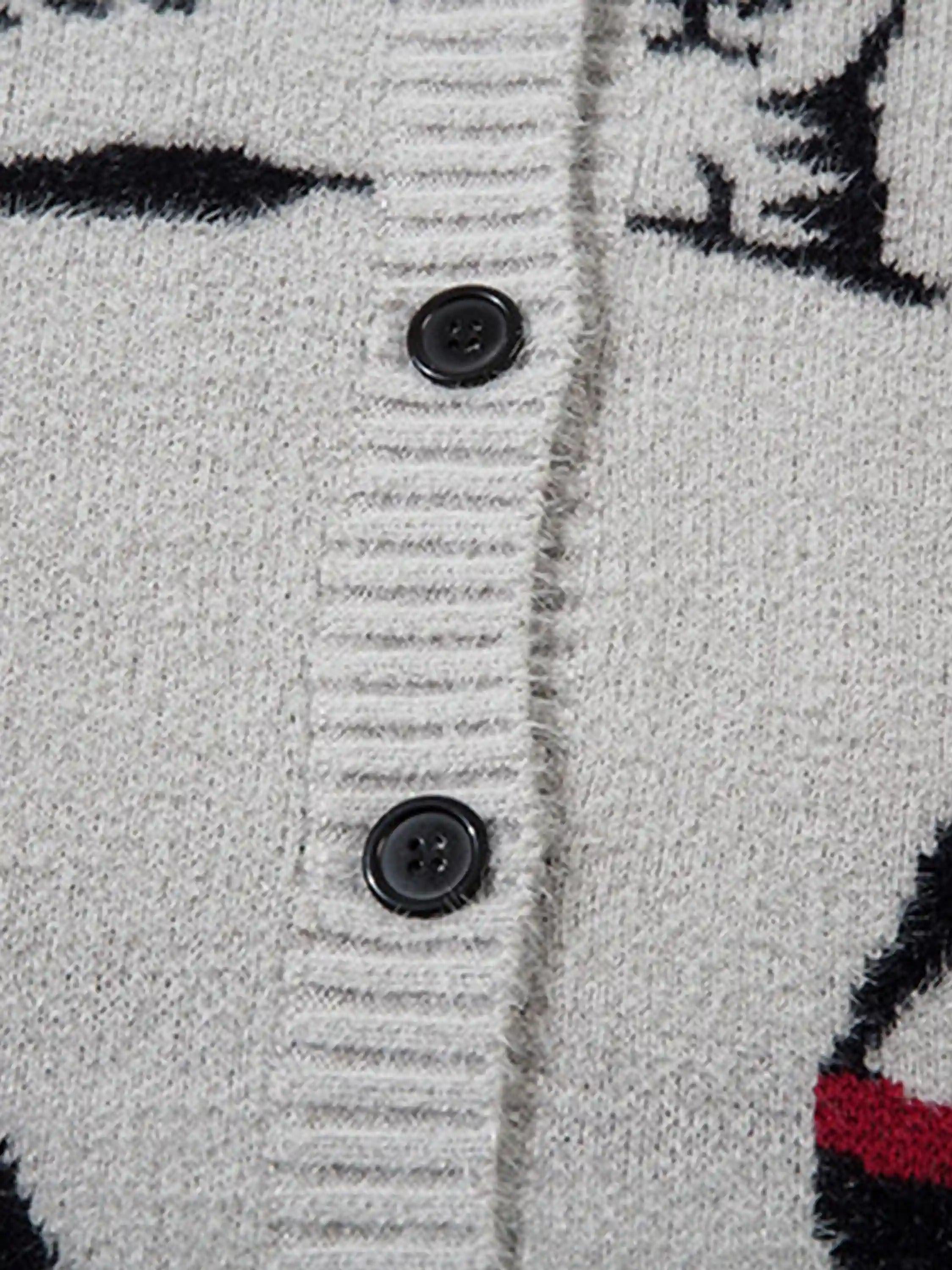 Vintage Cat Jacquard Knit Cardigan