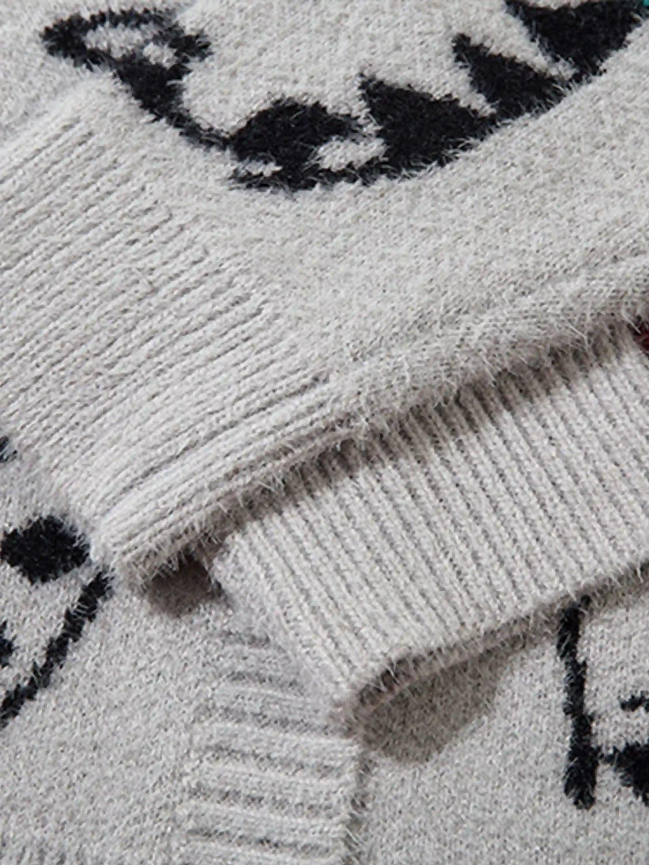 Vintage Cat Jacquard Knit Cardigan