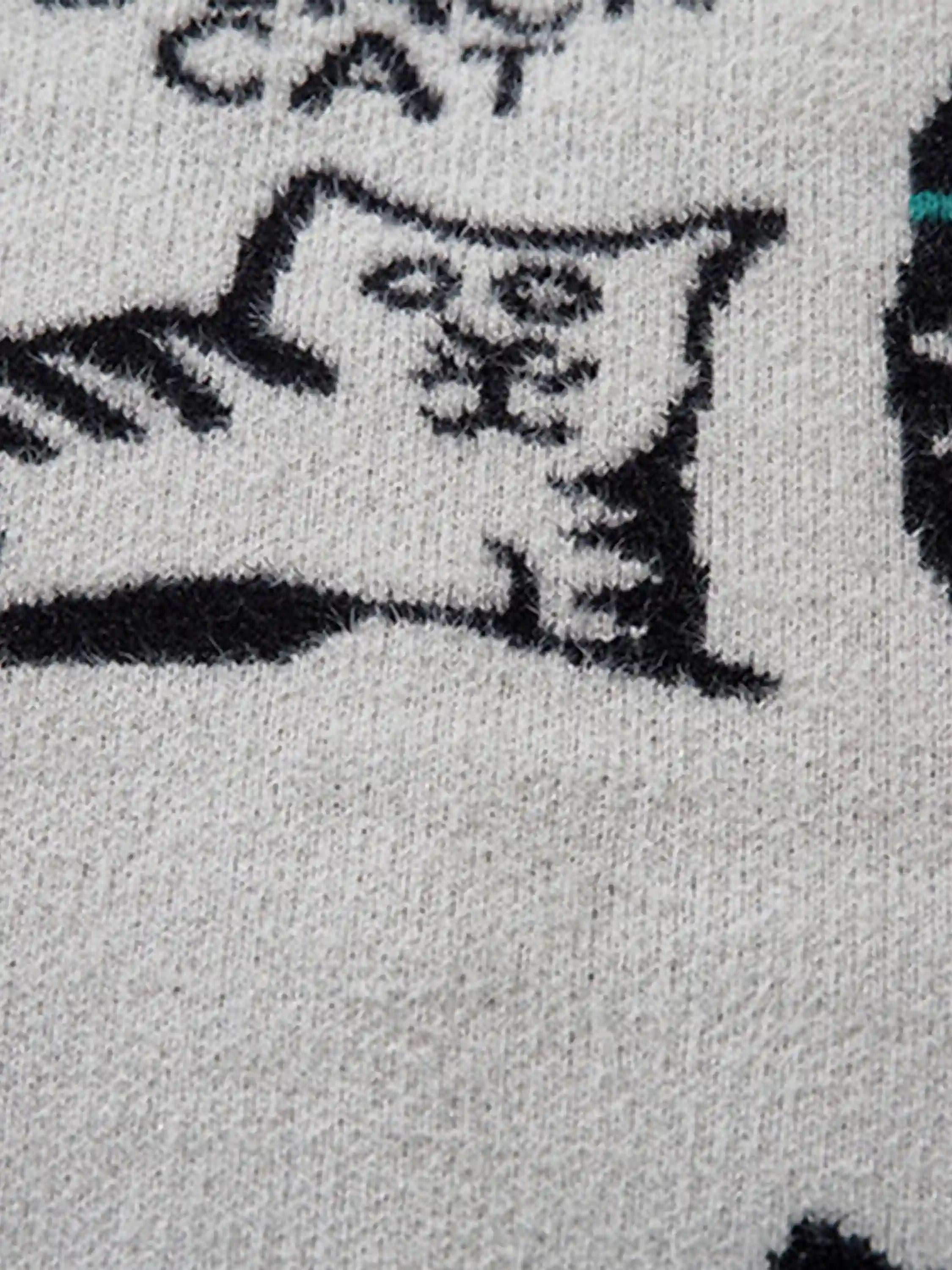 Vintage Cat Jacquard Knit Cardigan