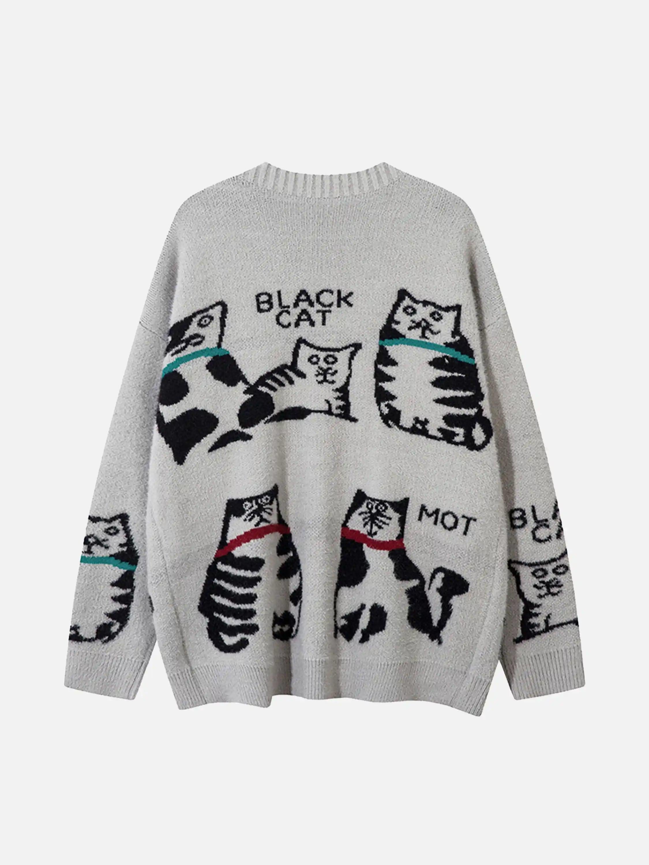 Vintage Cat Jacquard Knit Cardigan