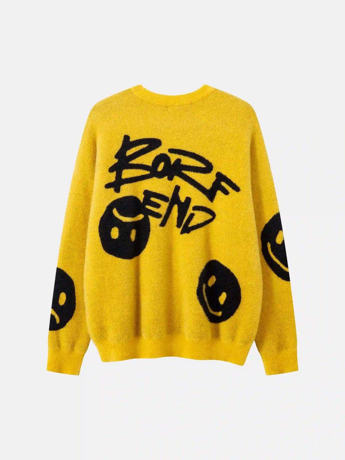 Vintage Contrasting Smiley Face Sweater