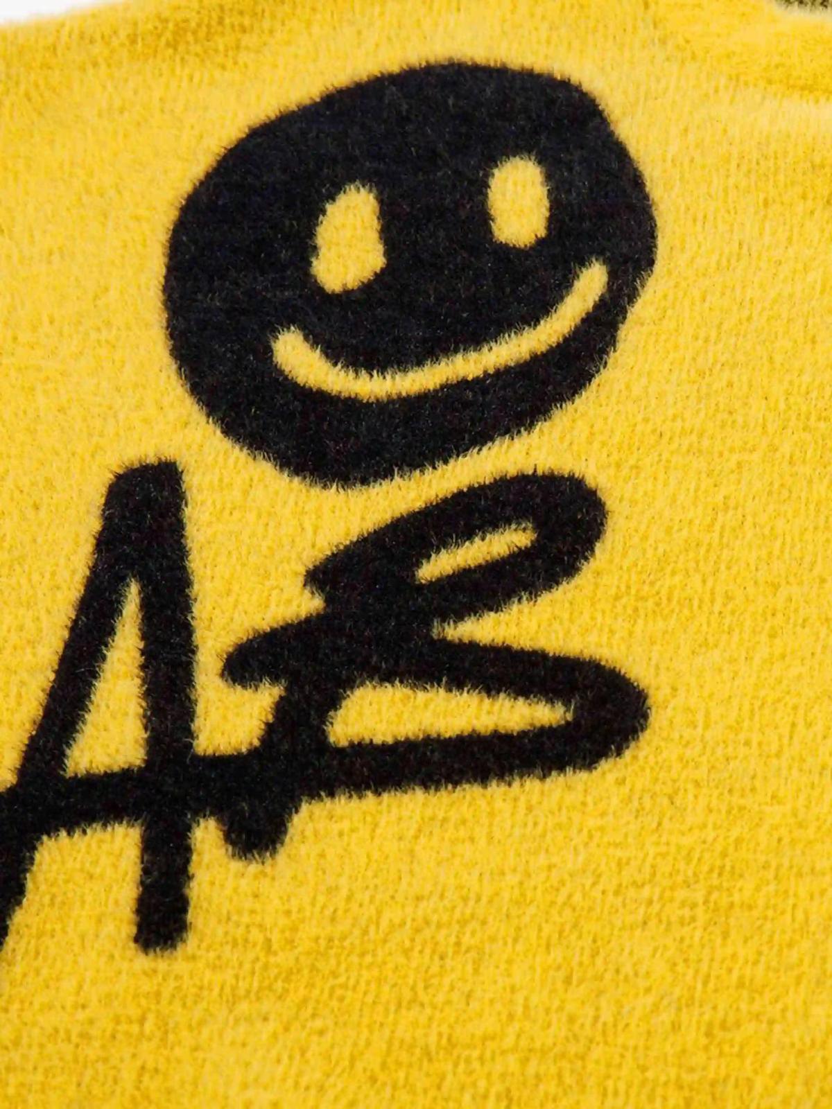 Vintage Contrasting Smiley Face Sweater