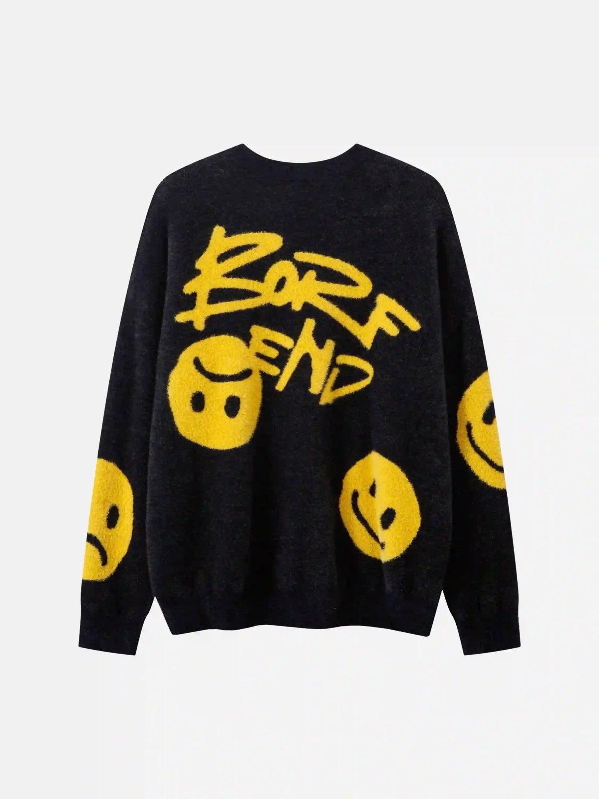 Vintage Contrasting Smiley Face Sweater