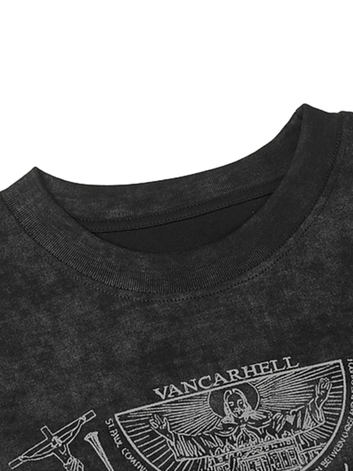 Vintage Cross Figure Print T-Shirt