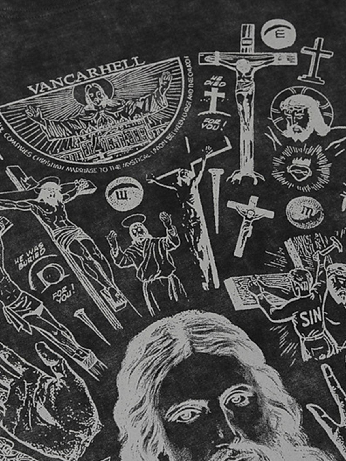 Vintage Cross Figure Print T-Shirt