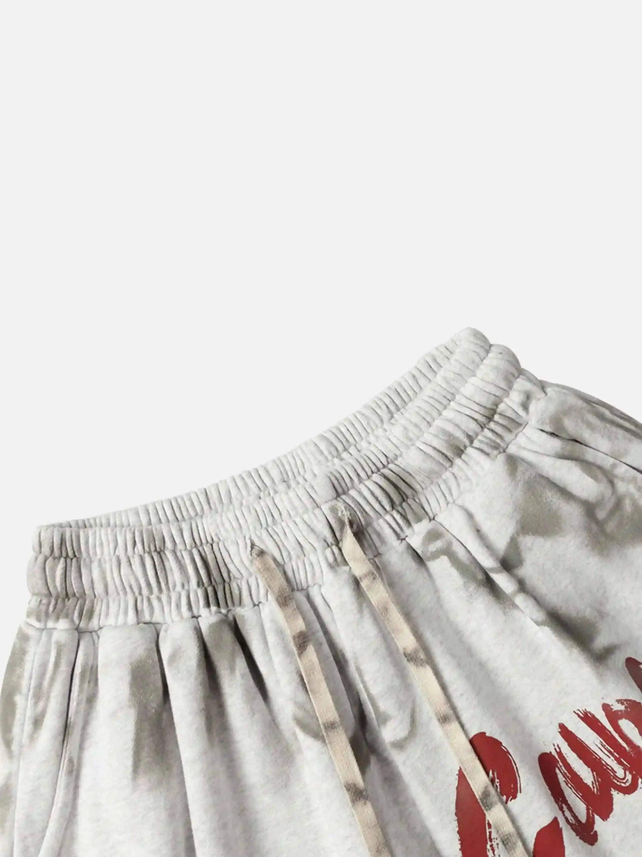 Vintage Dirty Elastic Drawstring Loose Shorts