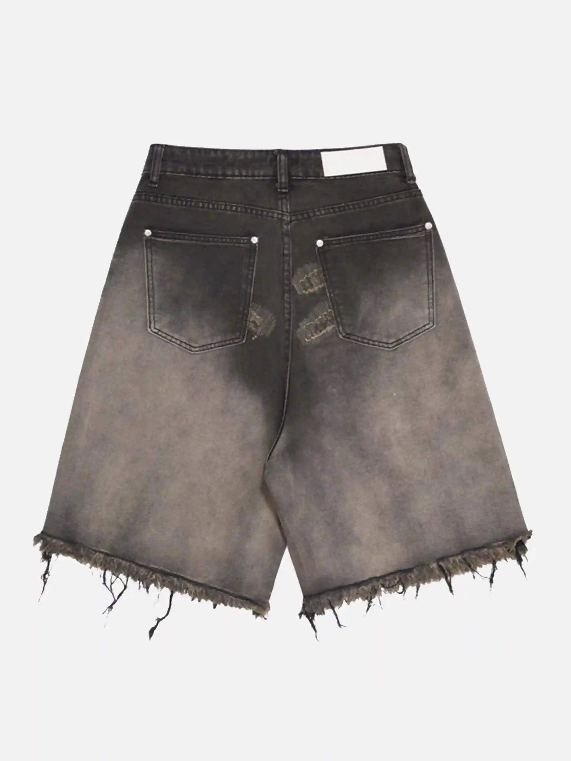 Vintage Distressed Denim Gradient Shorts