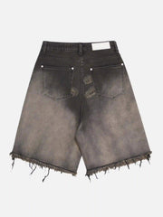 Vintage Distressed Denim Gradient Shorts