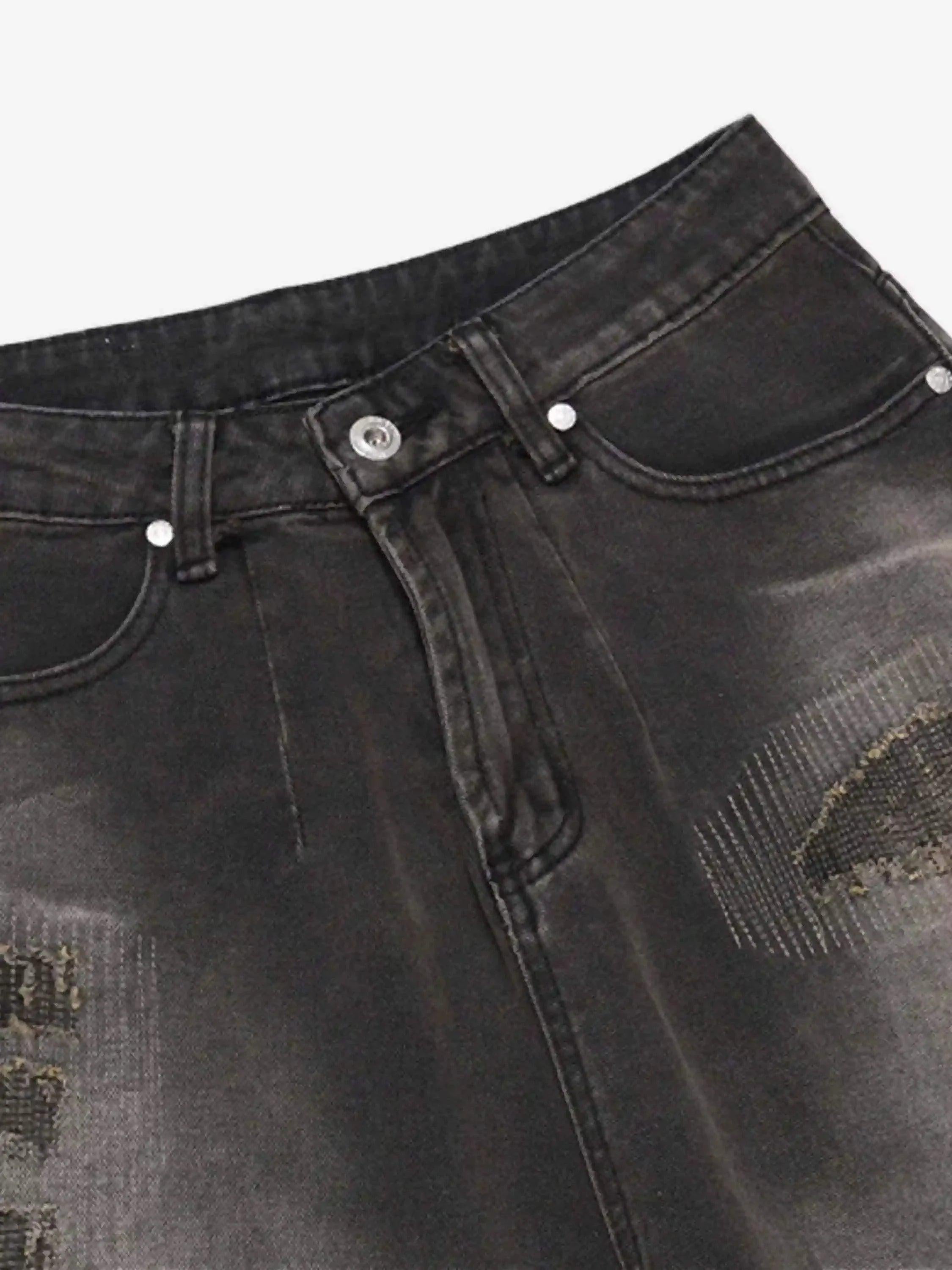 Vintage Distressed Denim Gradient Shorts