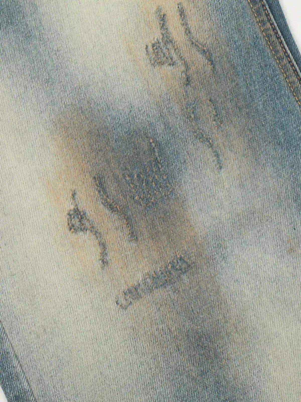 Vintage Distressed Dyed Straight Jeans
