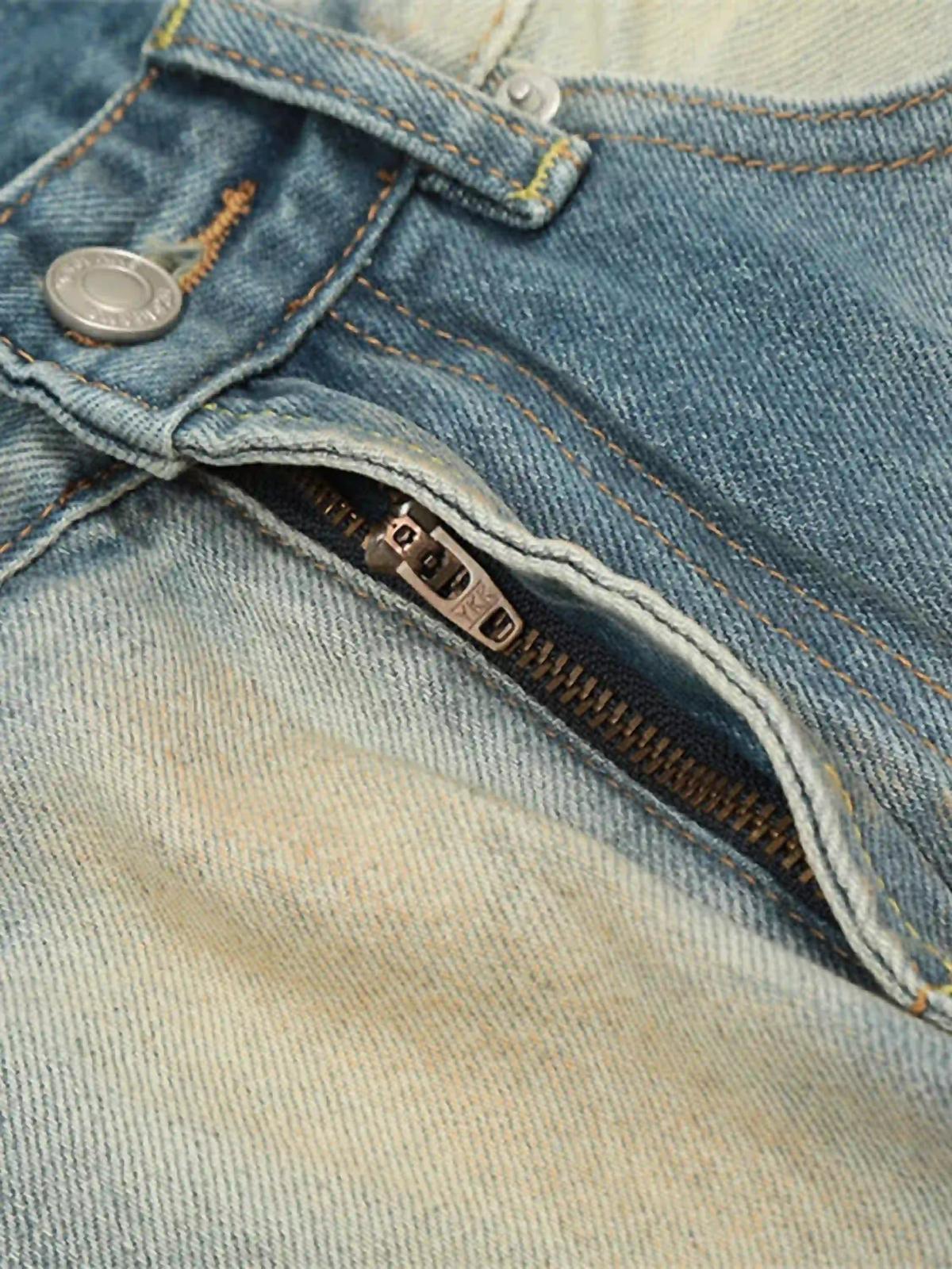 Vintage Distressed Dyed Straight Jeans