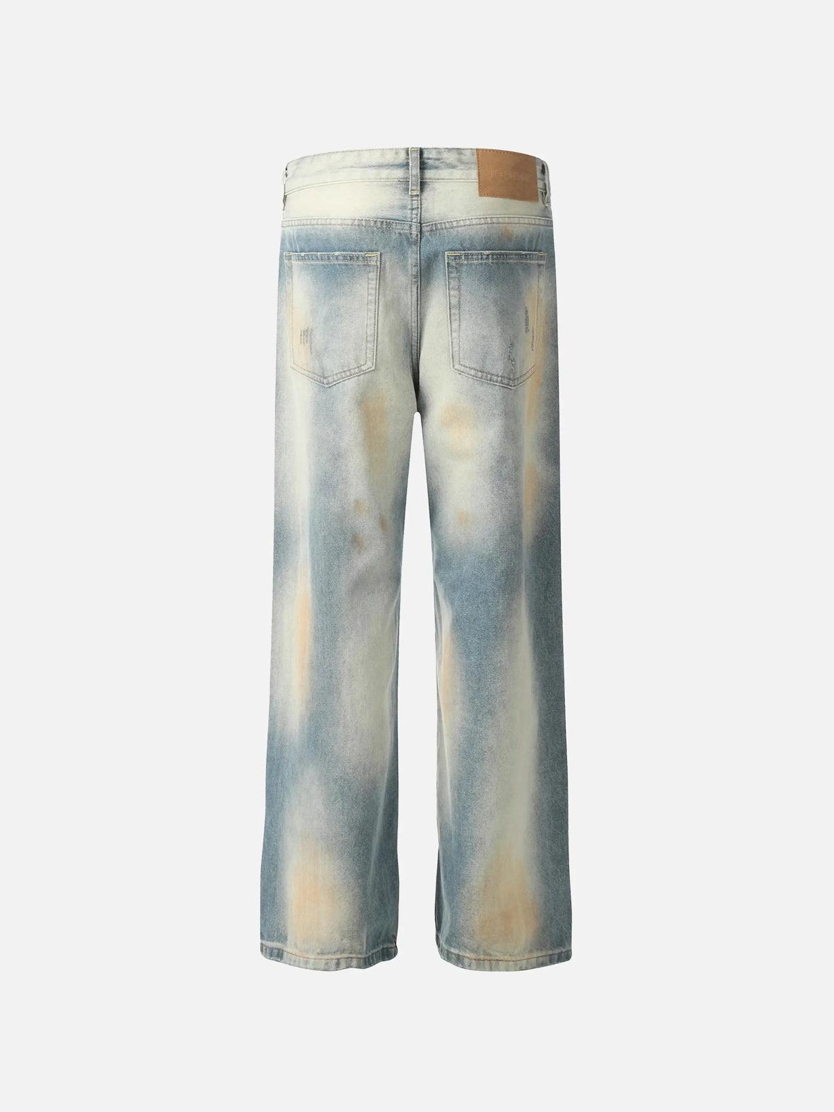 Vintage Distressed Dyed Straight Jeans