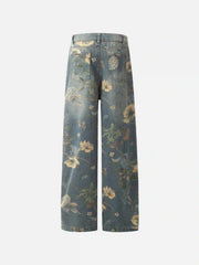 Vintage Distressed Floral Jeans