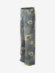 Vintage Distressed Floral Jeans