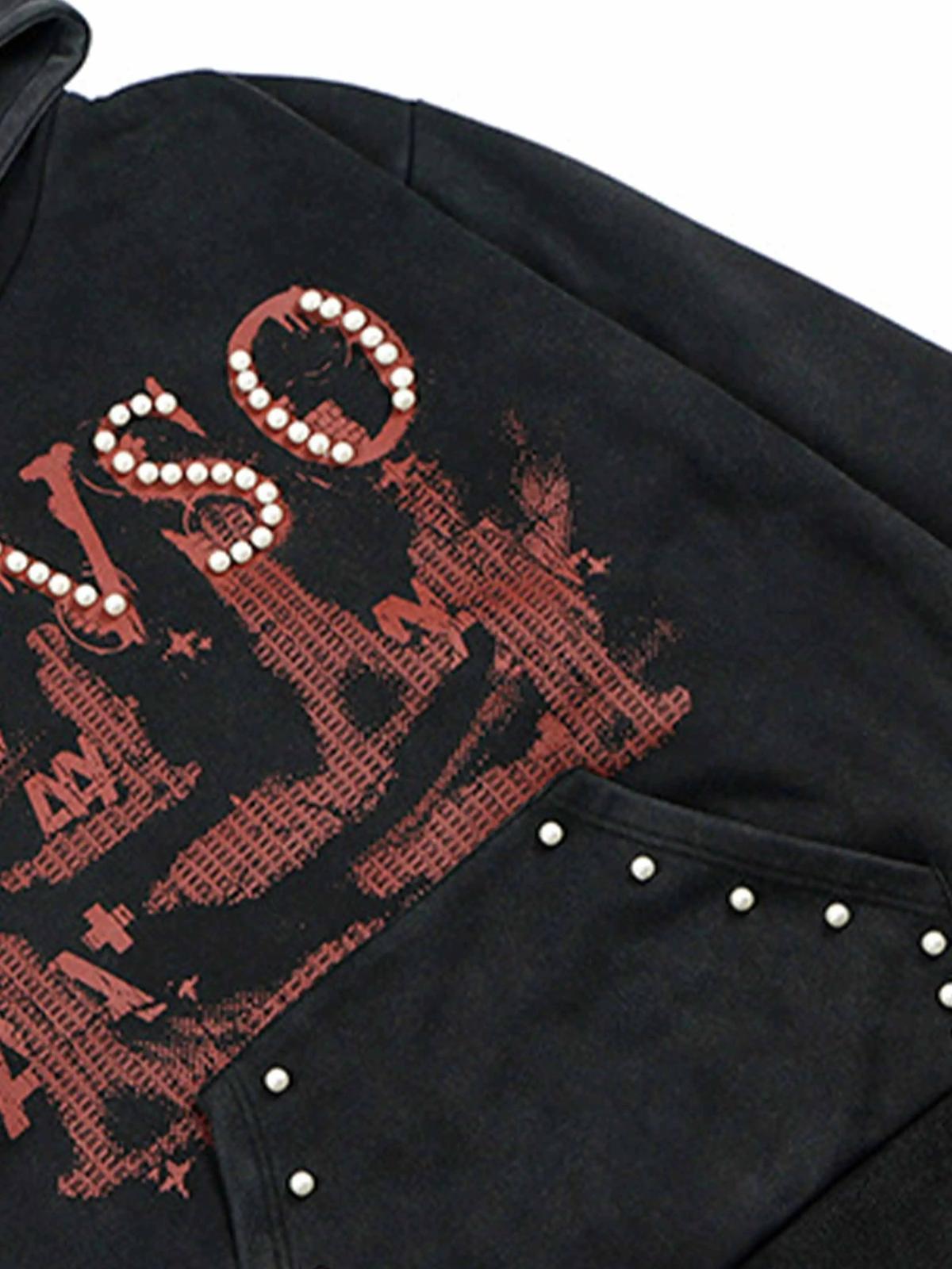 Vintage Distressed Pearls Hoodie