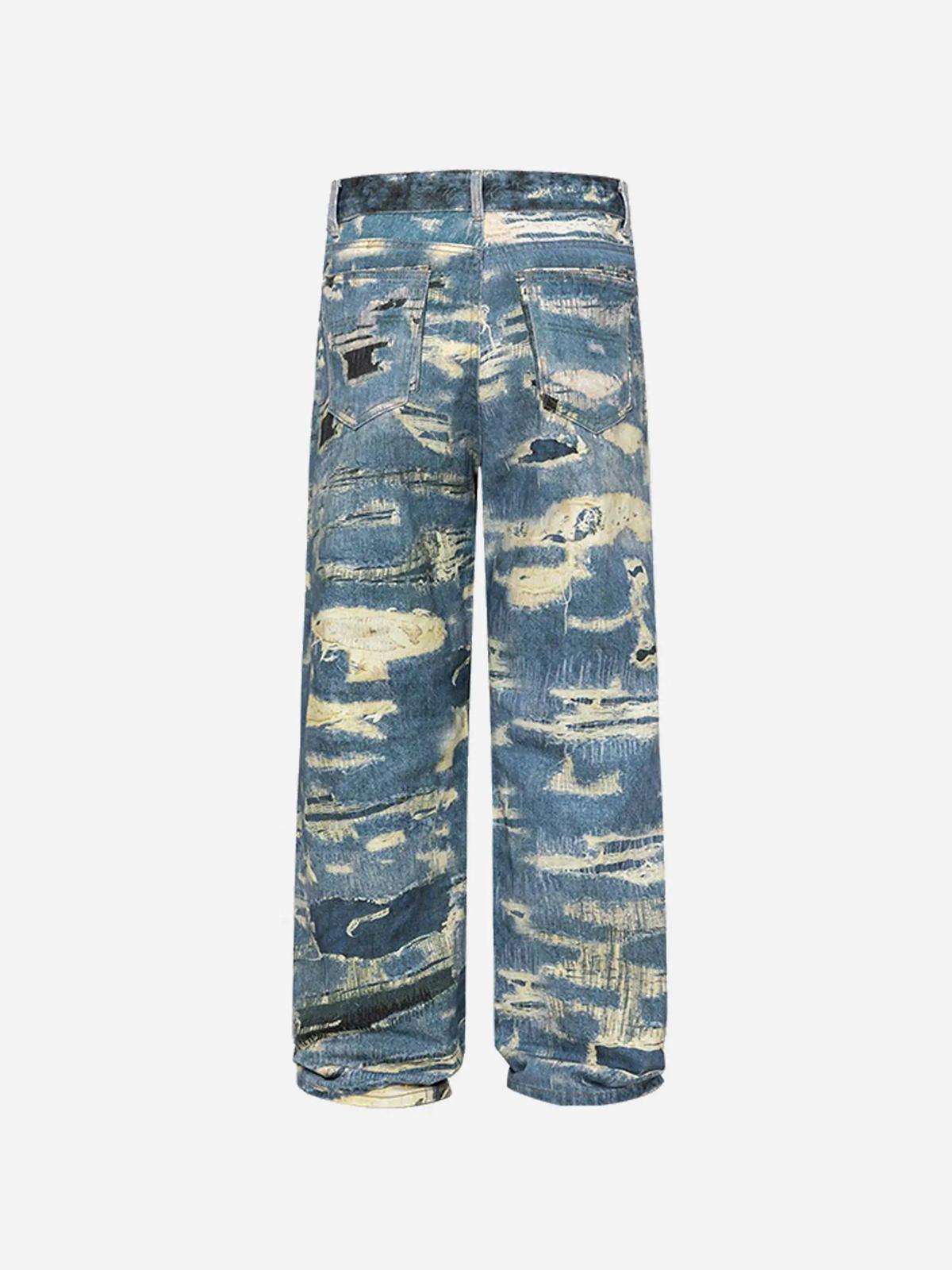 Vintage Distressed Print "Ripped" Jeans