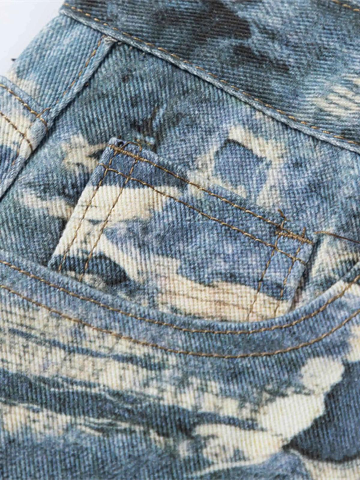 Vintage Distressed Print "Ripped" Jeans