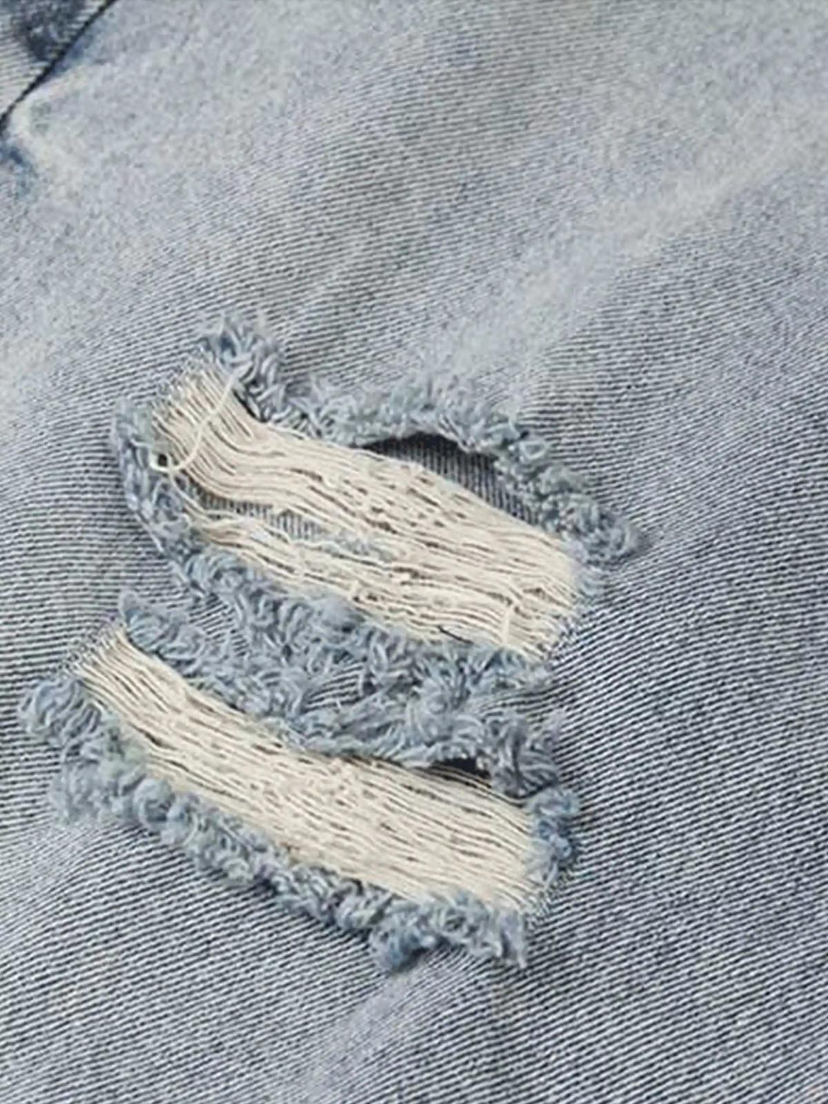 Vintage Distressed Slim Straight-Leg Jeans