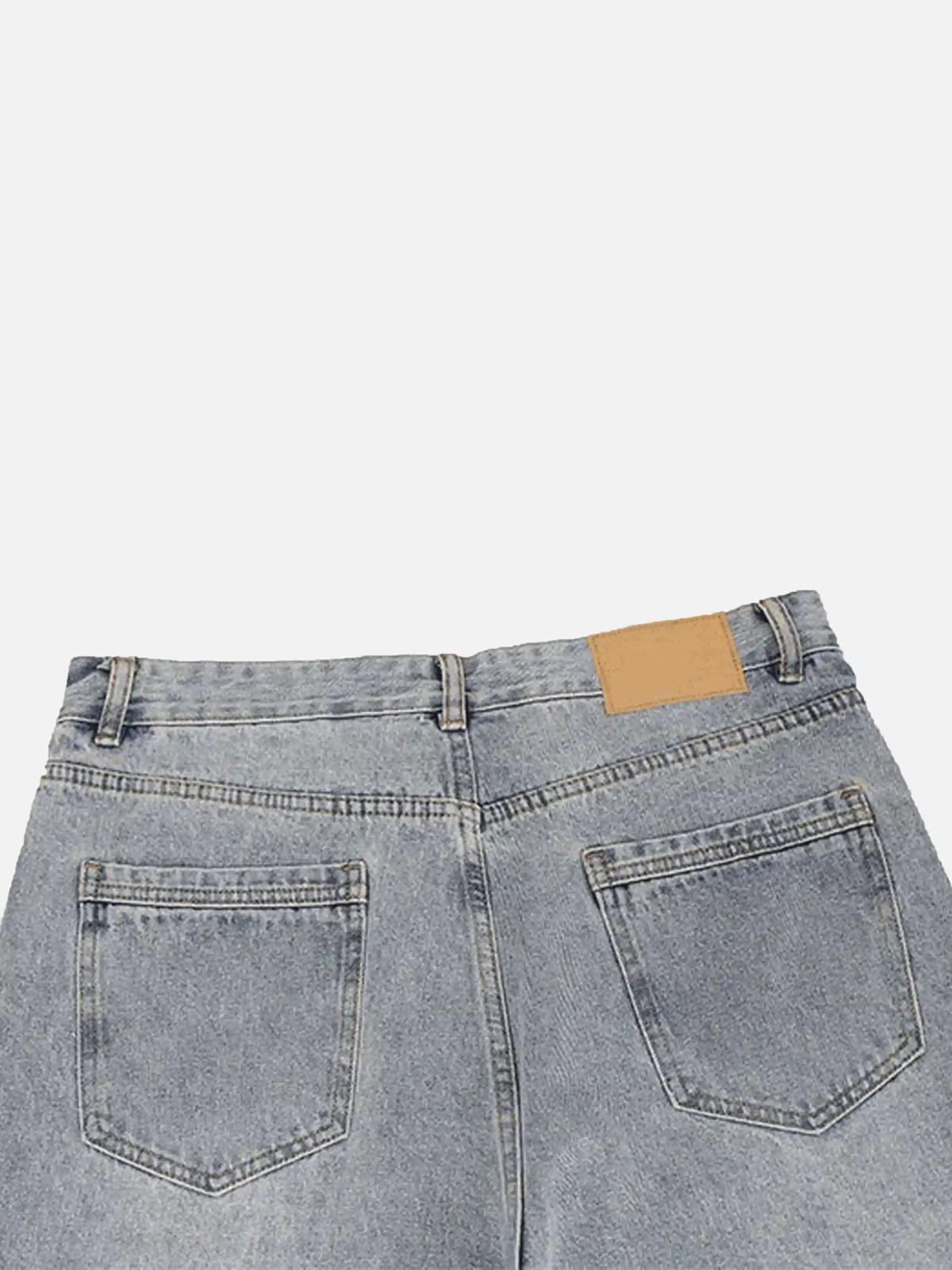 Vintage Distressed Slim Straight-Leg Jeans