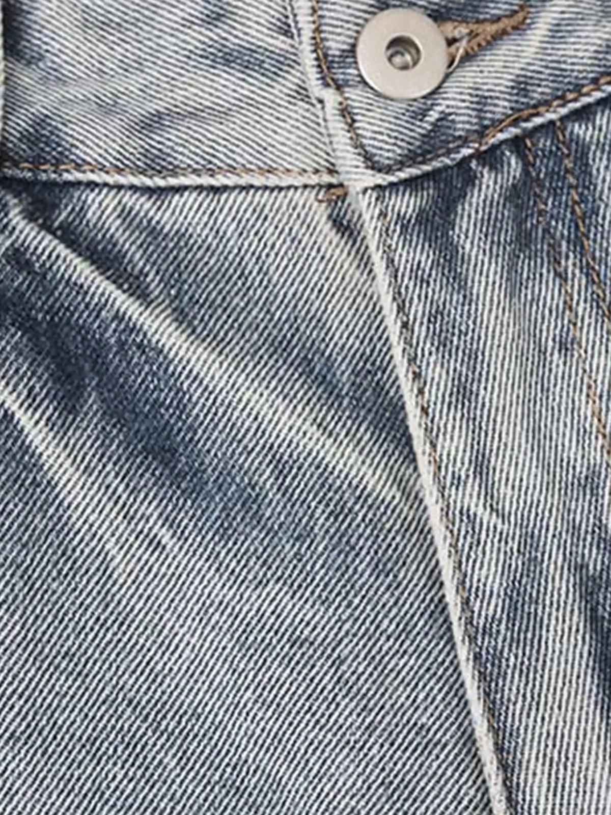 Vintage Distressed Slim Straight-Leg Jeans