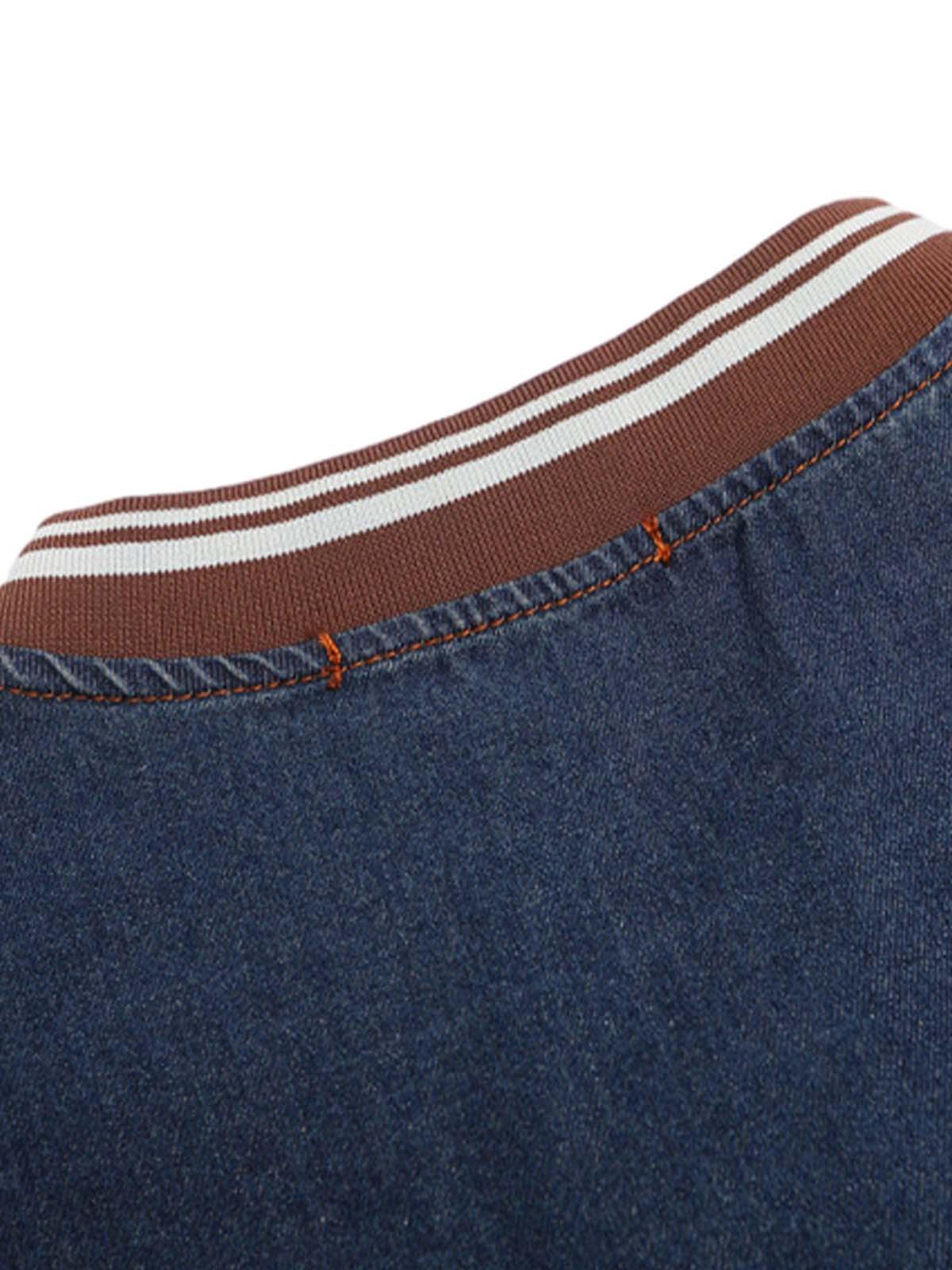 Vintage Distressed Washed Gradient Denim T-Shirt
