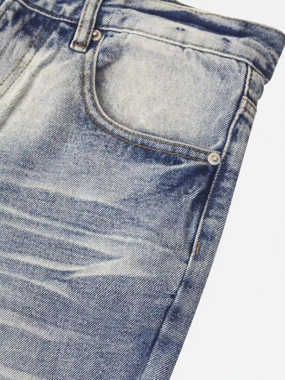 Vintage Distressed Washed Straight Jeans