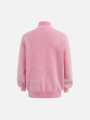 Vintage Flame Jacquard Stand Collar Cardigan