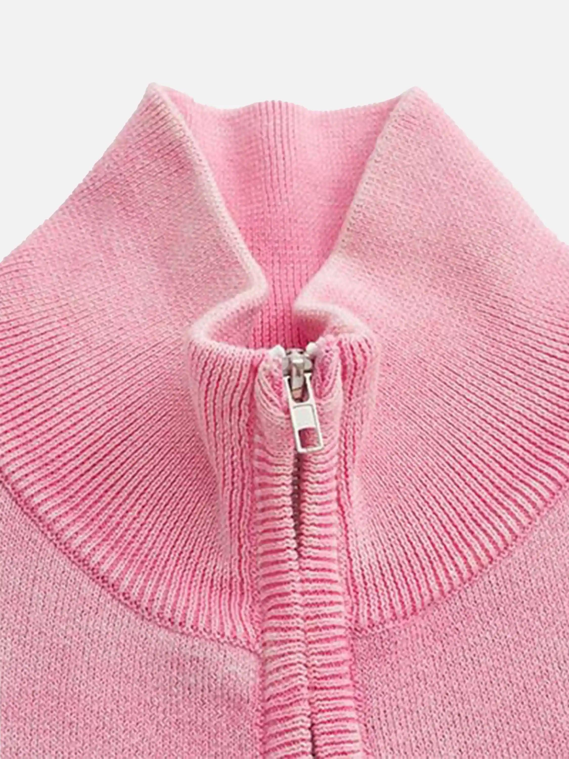 Vintage Flame Jacquard Stand Collar Cardigan