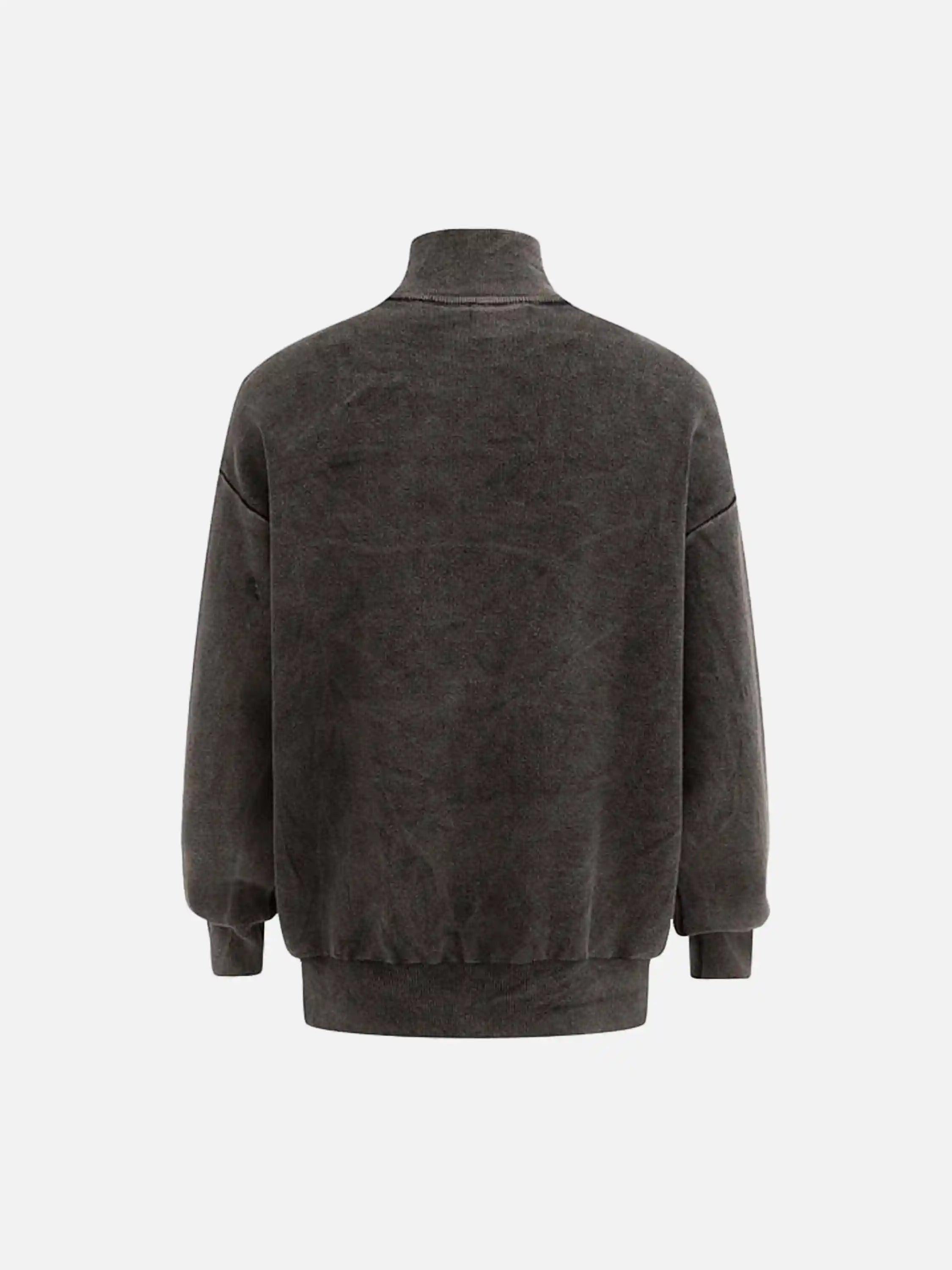 Vintage Flame Jacquard Stand Collar Cardigan