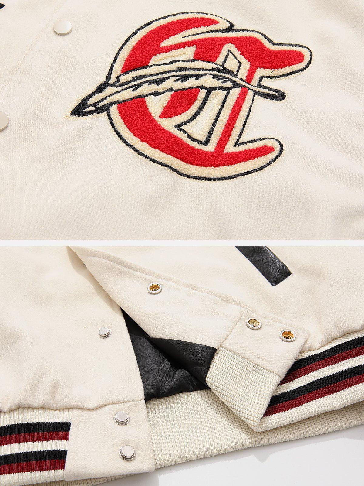 Vintage Flock Print Varsity Jacket
