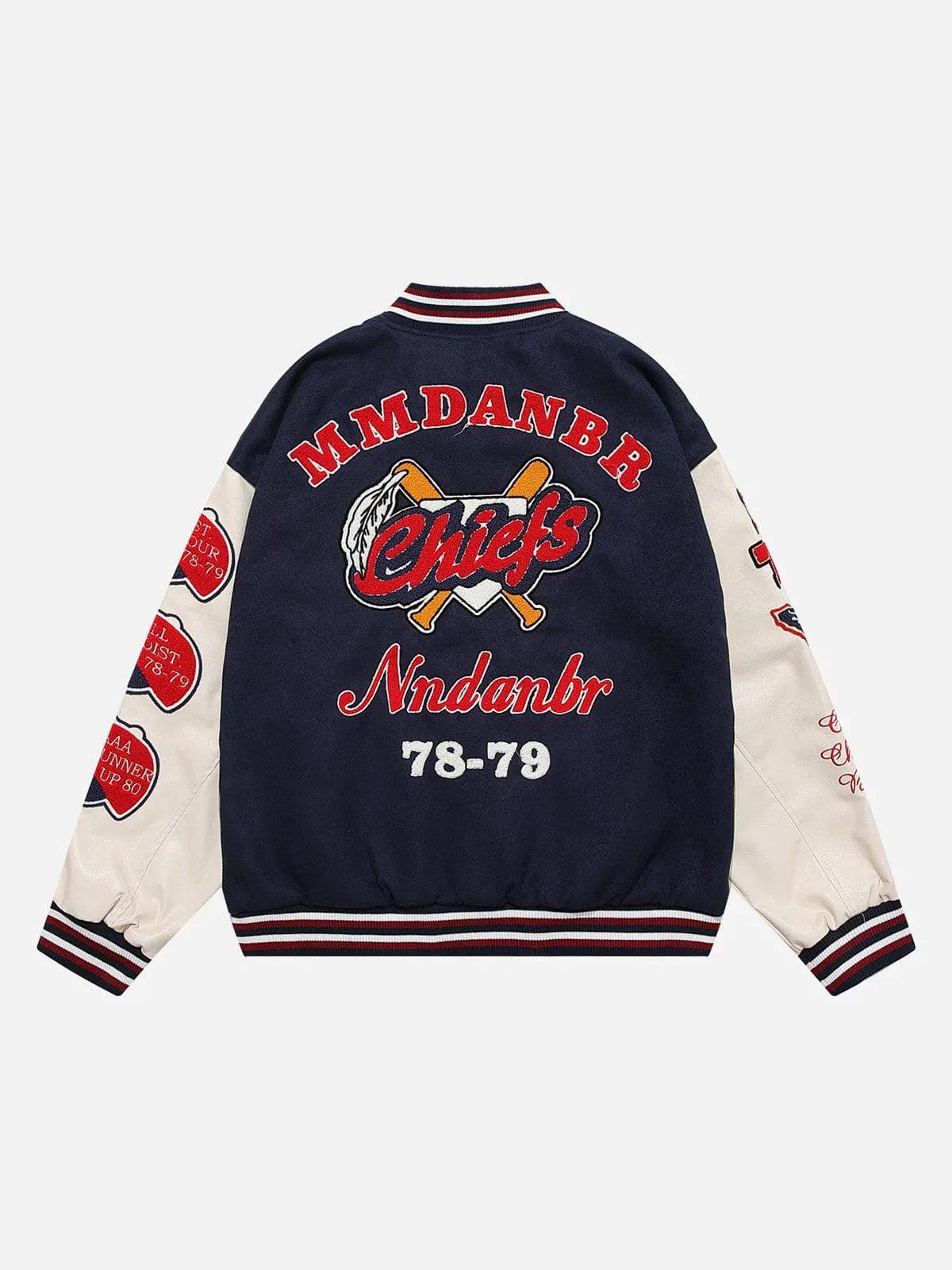 Vintage Flock Print Varsity Jacket