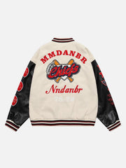 Vintage Flock Print Varsity Jacket