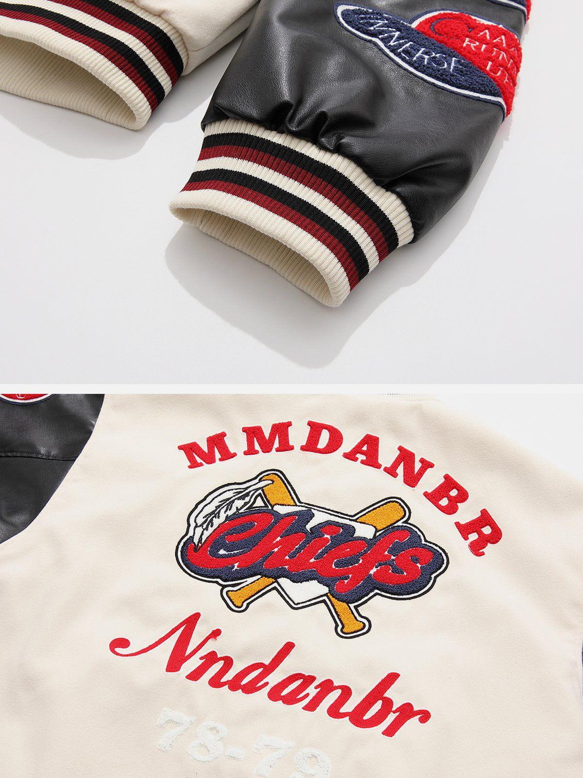 Vintage Flock Print Varsity Jacket