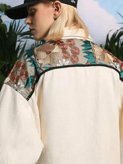 Vintage Flower Embroidery Stitching Jacket